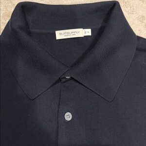 Suitsupply cotton silk polo- navy- XL- like new!